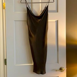 Olive Bardot cowl neck slip dress